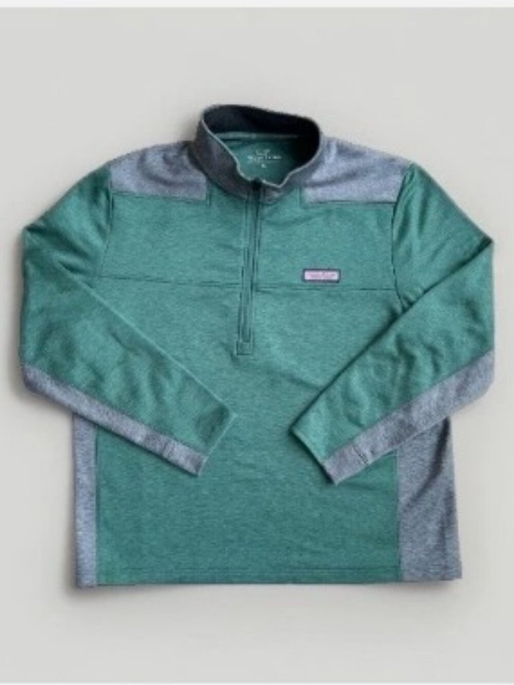 Vineyard Vines Collegiate 1/4 Zip Pullover Men's Size XL Green Gray Preppy